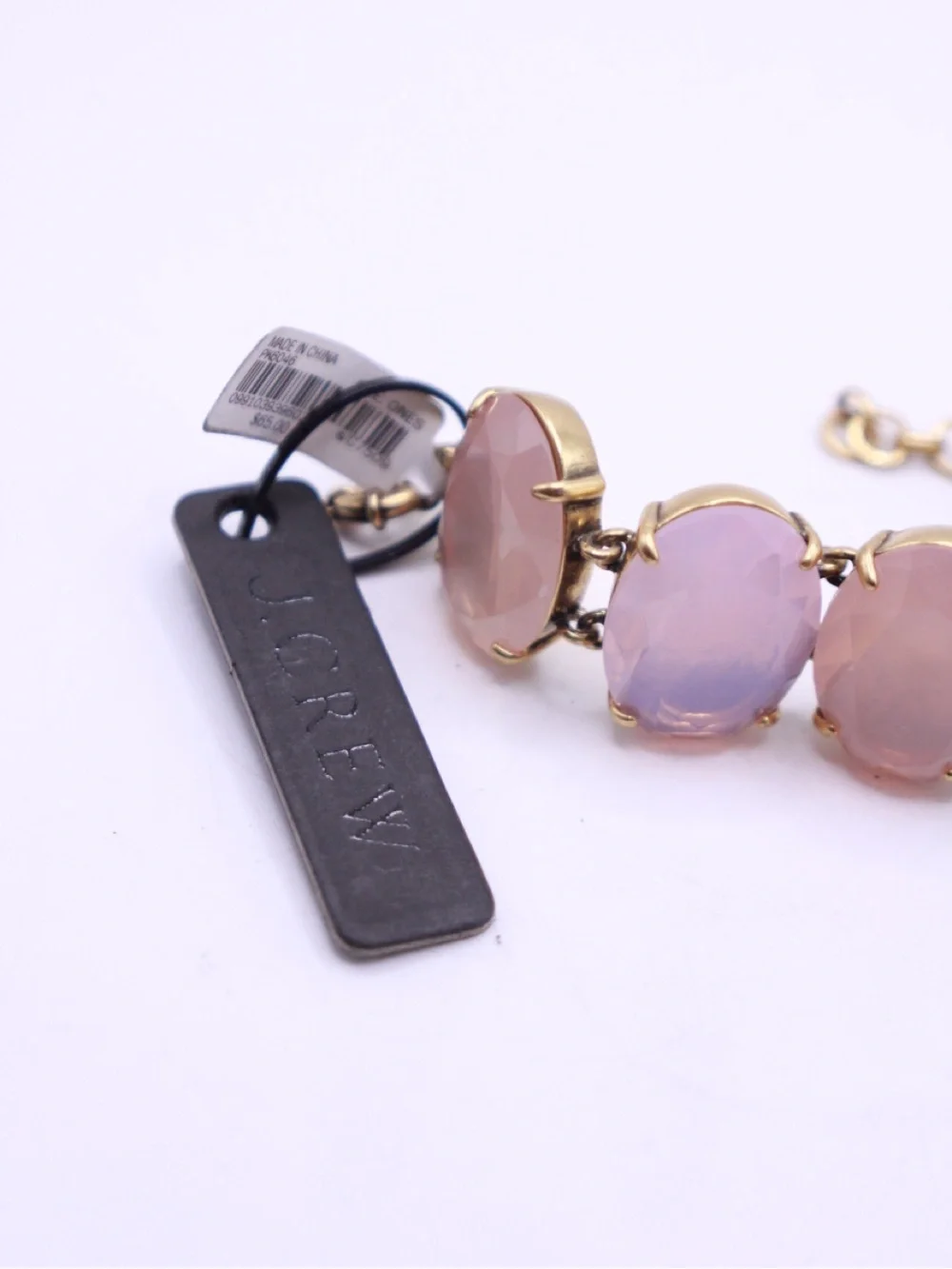 New J. Crew Gold-Tone Ice Quartz Bracelet with Soft Pink & Purple Faceted Ovals - Picture 2 of 7